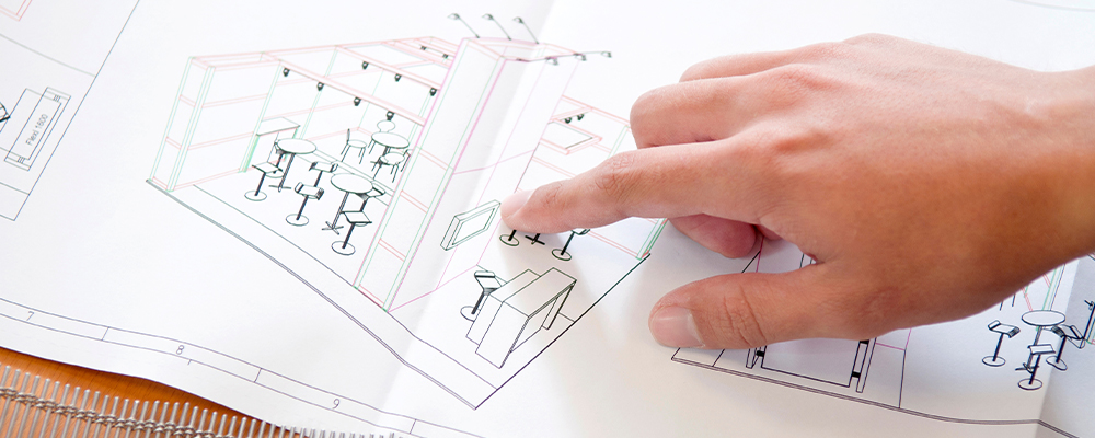 Plan technique de stand sur mesure avec dimensions et implantation