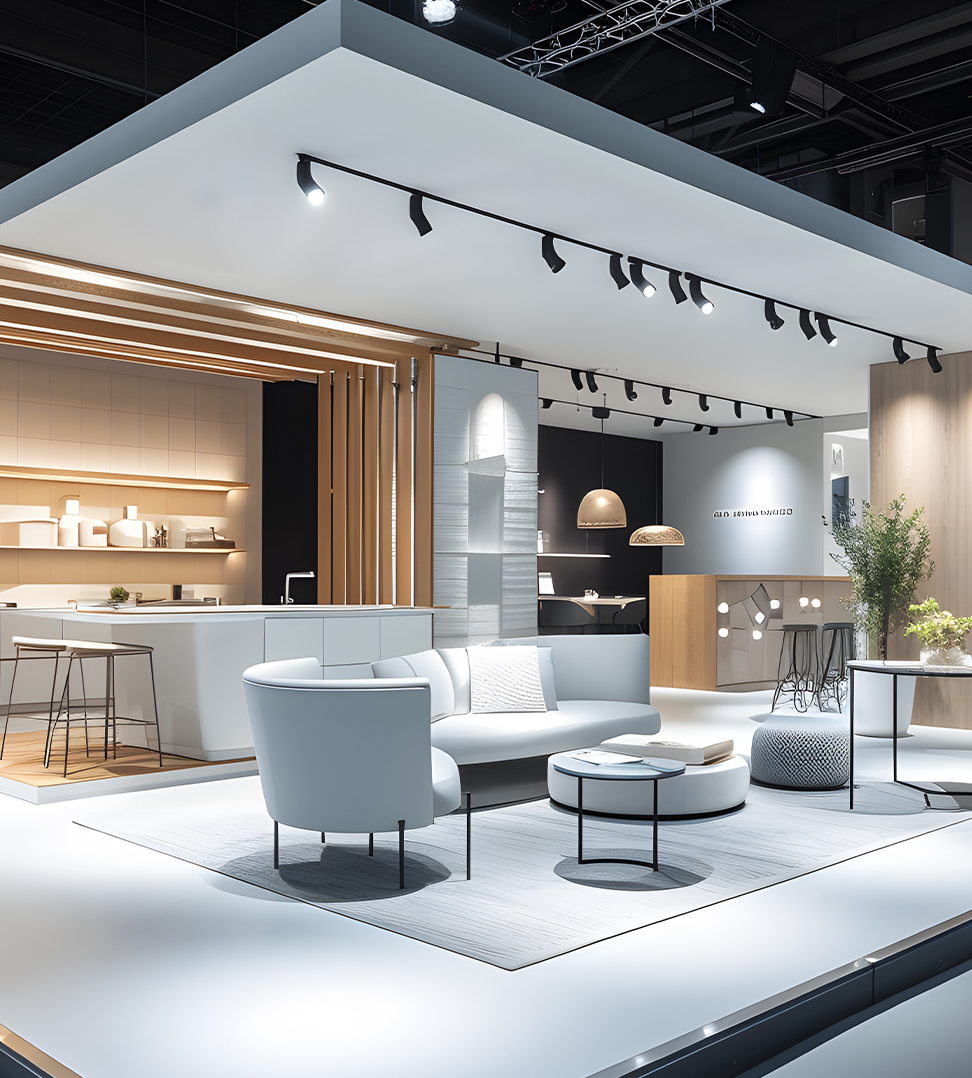 stand sur mesure avec light wall rétroéclairé en salon professionnel